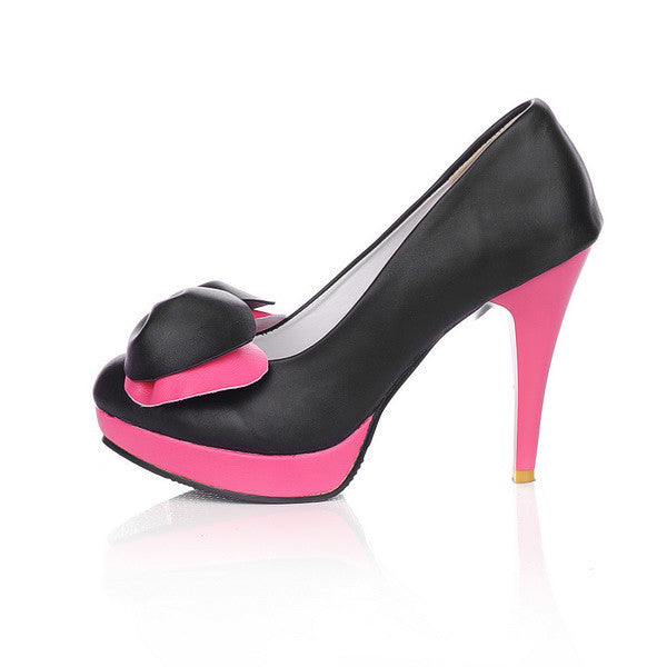 High-heeled round toe sweet fashion ladies single shoes