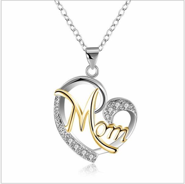 European And American Women's Necklaces Mom Color Separation Heart-shaped Diamonds Wish Explosive Mother' Day Gifts Across The Border