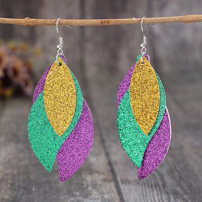 PU Leather Leaf Dangle Earrings